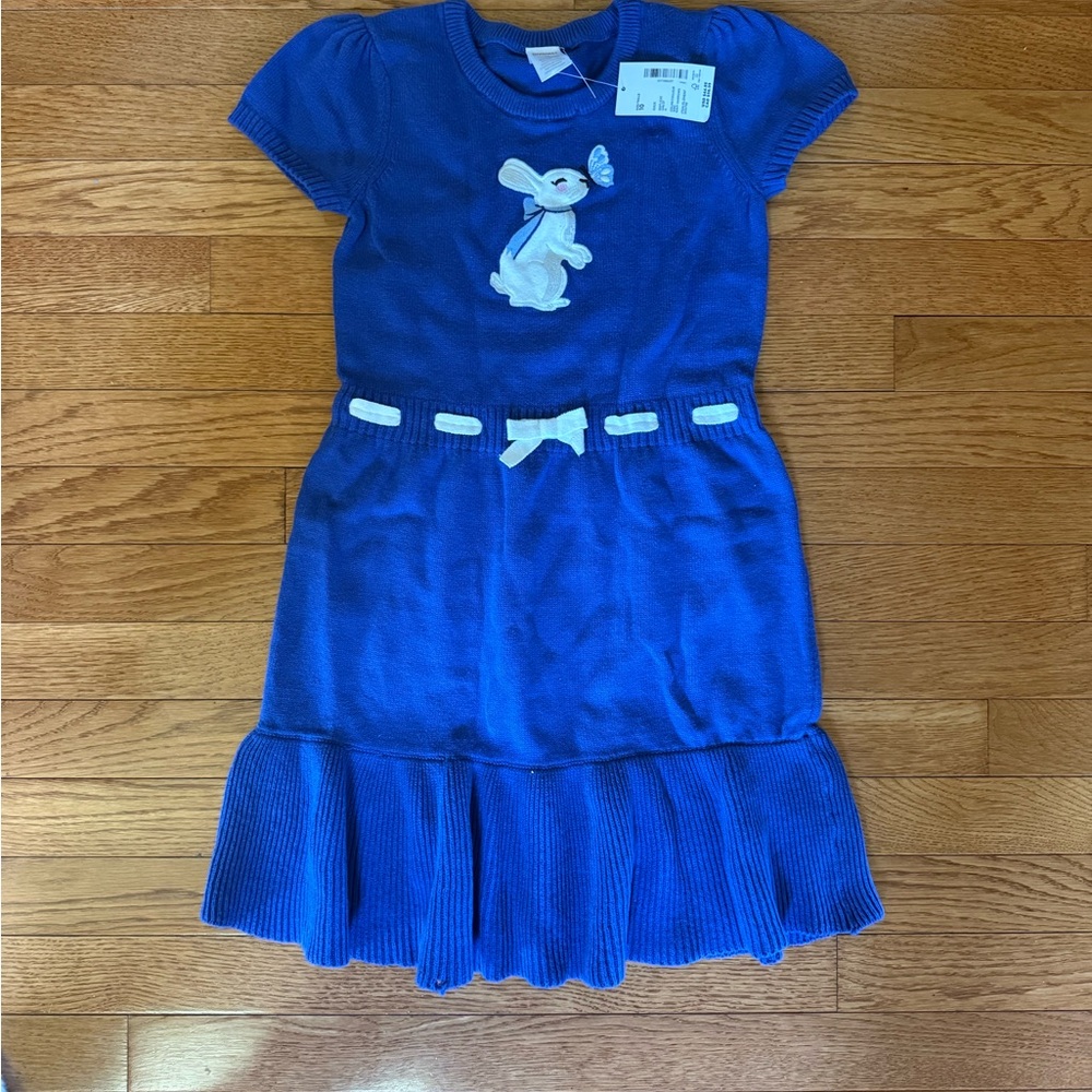 Gymboree Royal Blue Knit Dress with Bunny Applique